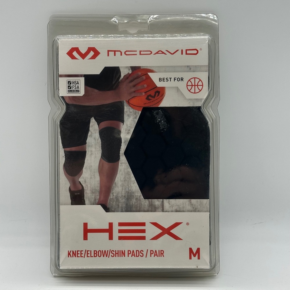 McDavid MD6440-01-33 HEX Knee Elbow Shin Pads Pair Black Medium Basketball Sport